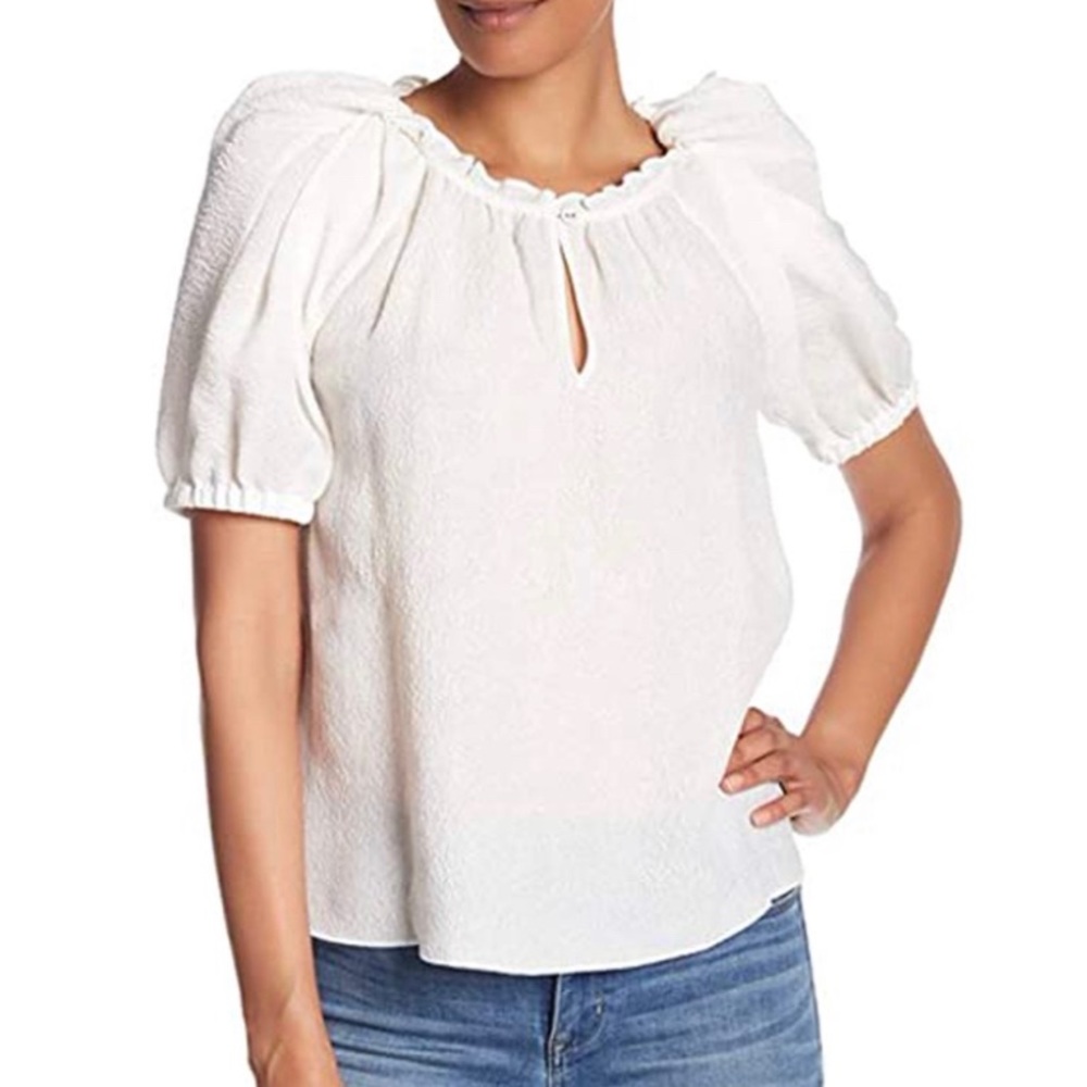 Rebecca Taylor Silk Blend Puff Sleeve Top (Size 2)
